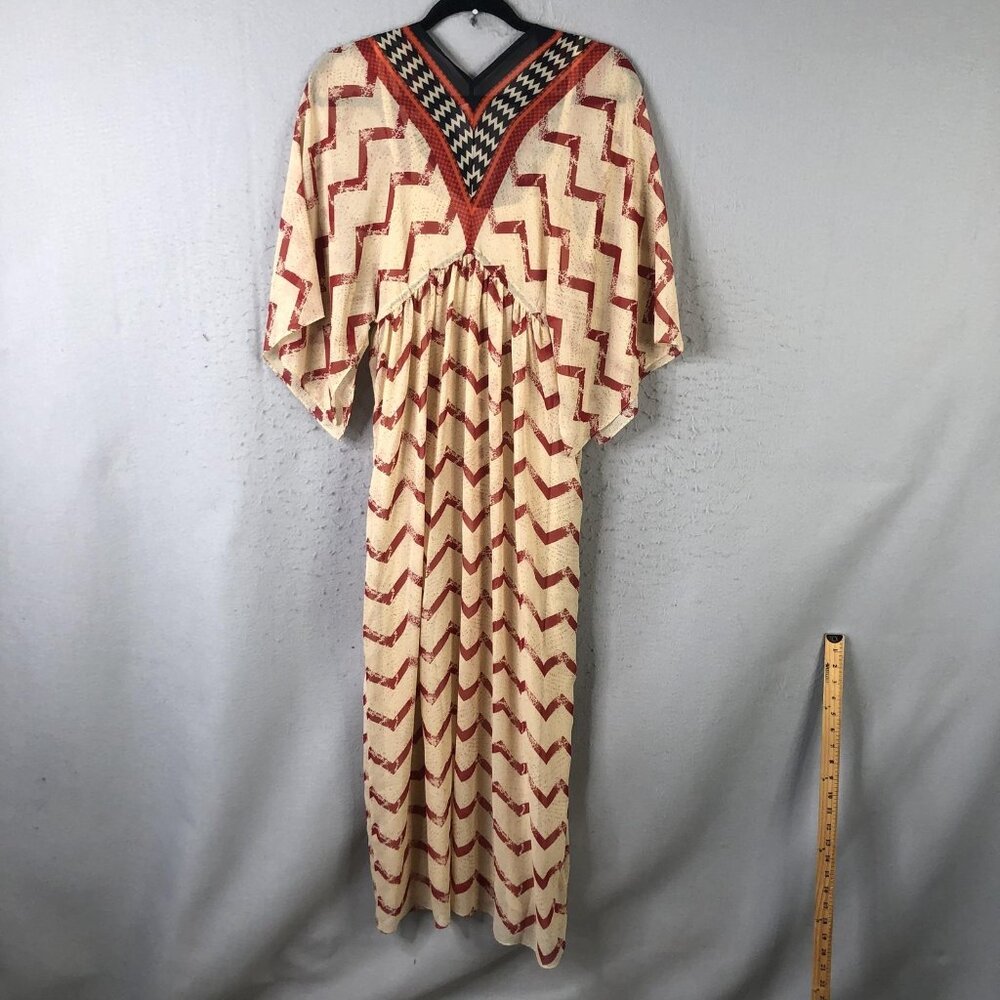 Soft Surroundings Dress Womens XS Multicolor Chevron Kaftan Maxi Boho Beaded - Picture 2 of 16